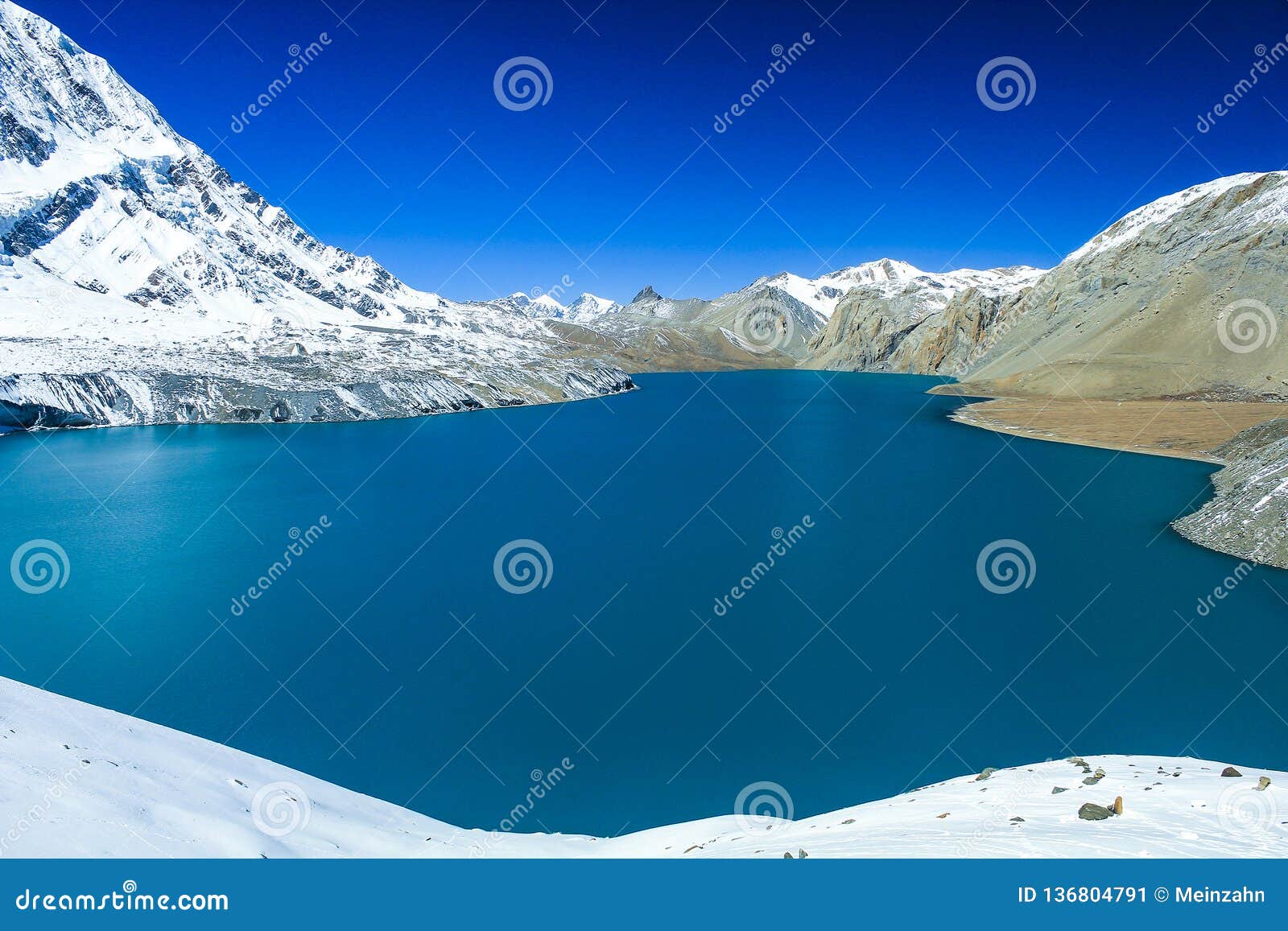 tilicho lake 4,919 m in the annapurna range of the himalayas