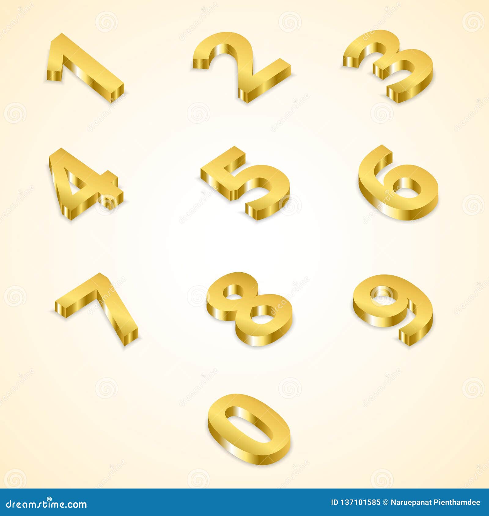 Number gold 3D style stock vector. Illustration of metal 137101585