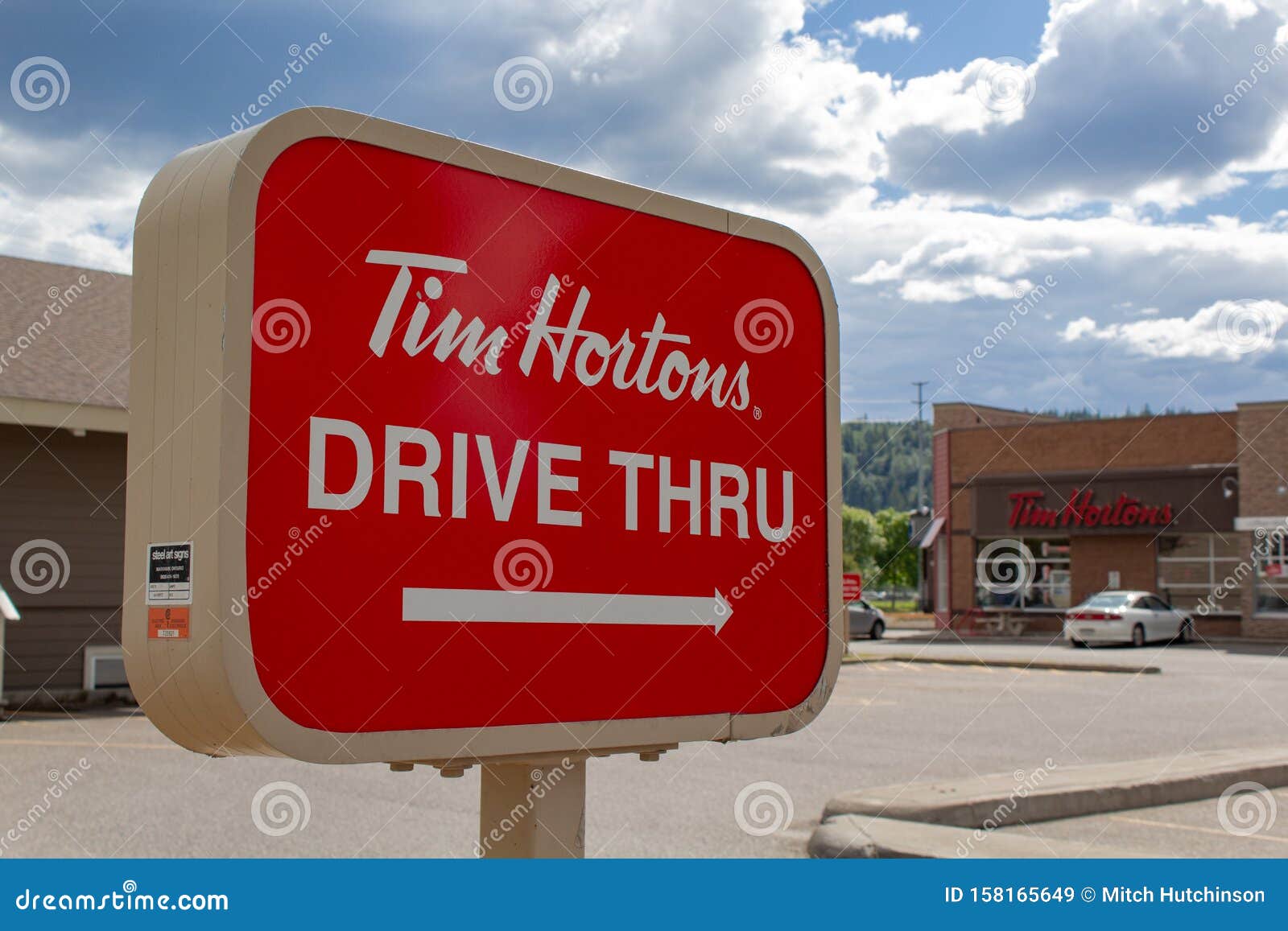 Tim Hortons Logo in Front of One of Their Restaurants in Quebec