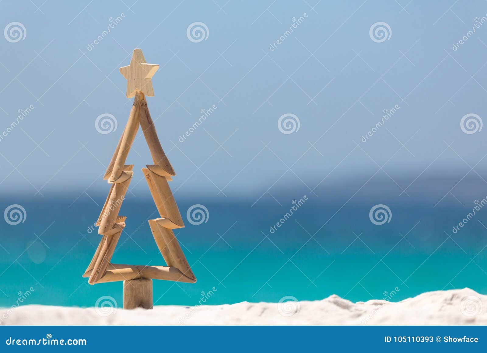 Timber Christmas Tree in Sand on the Beach Stock Image Image of holy