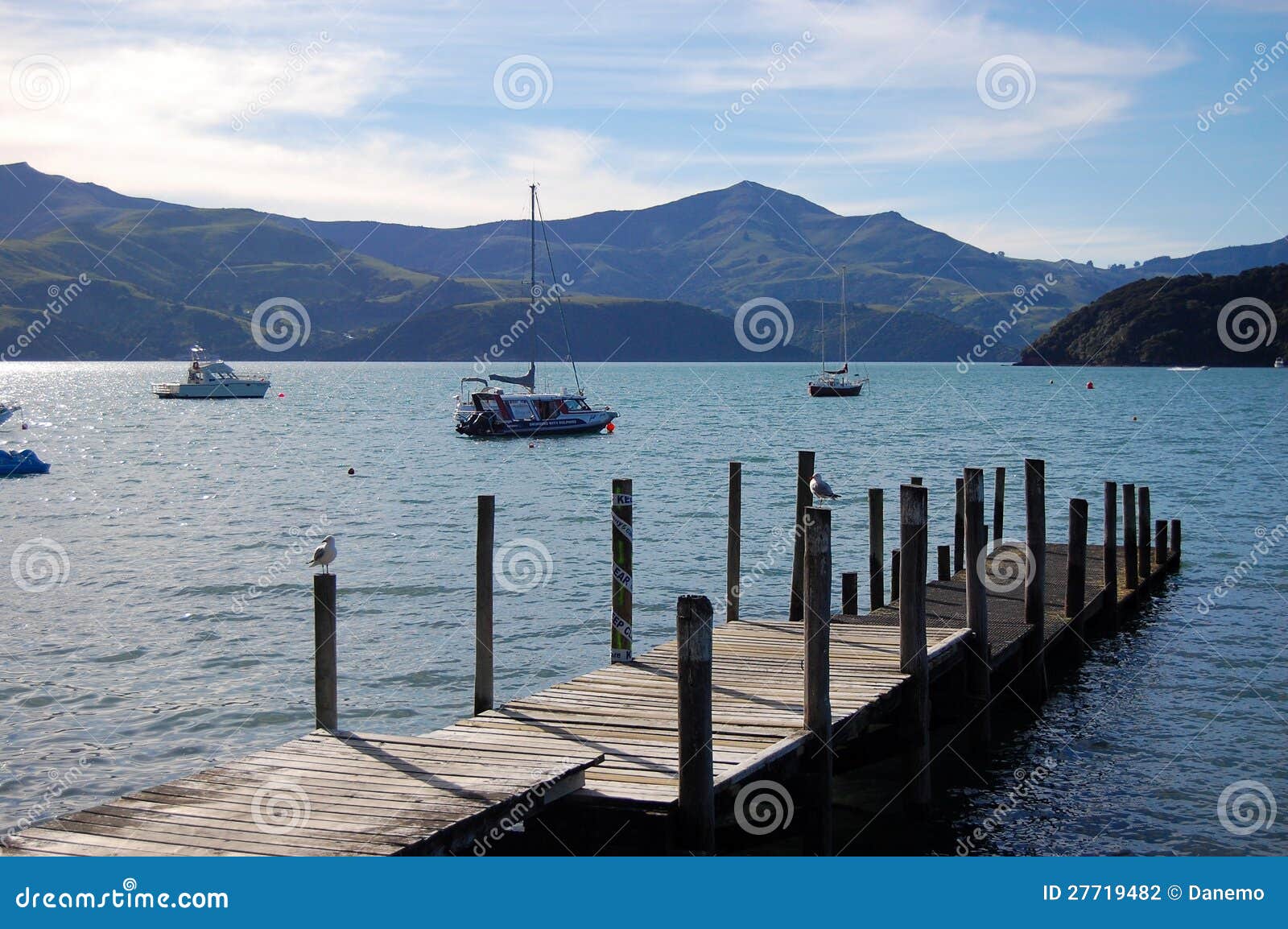 Timber pier Akaroa bay stock photo. Image of harbor, timber 27719482