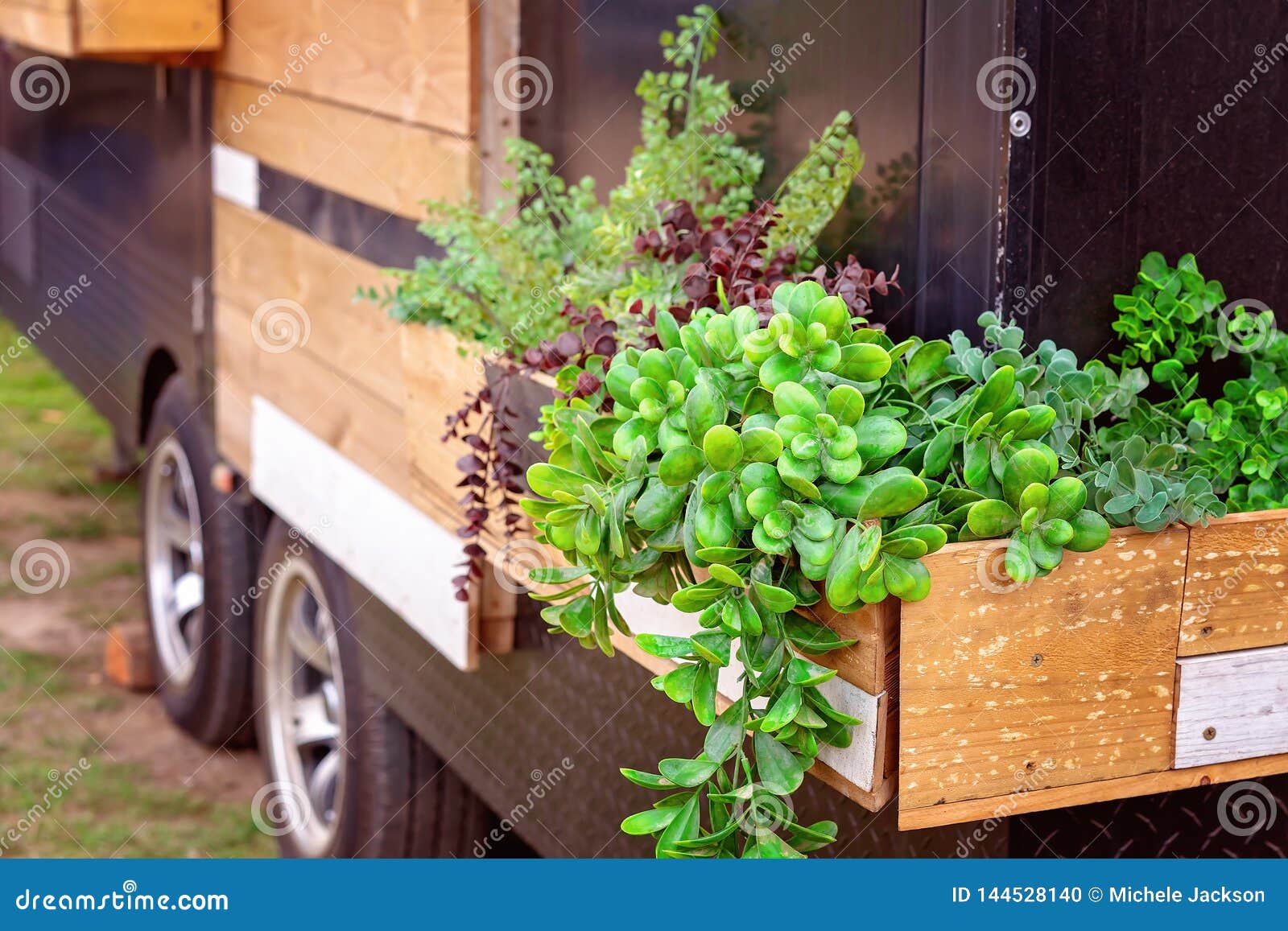 Timber Planter Box on a Truck Stock Photo Image of natural, apartment
