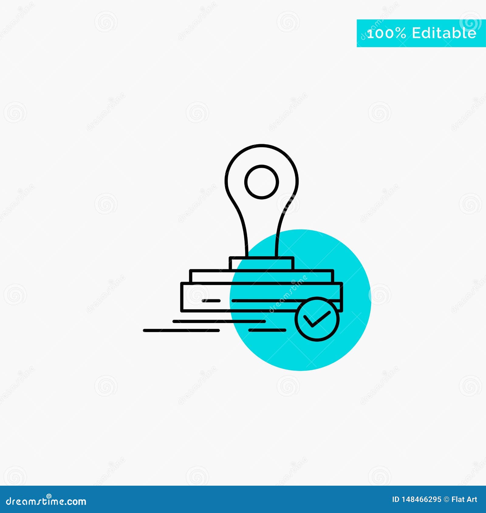 Timbre, clone, presse, icône de vecteur de point de cercle de point culminant de turquoise de logo