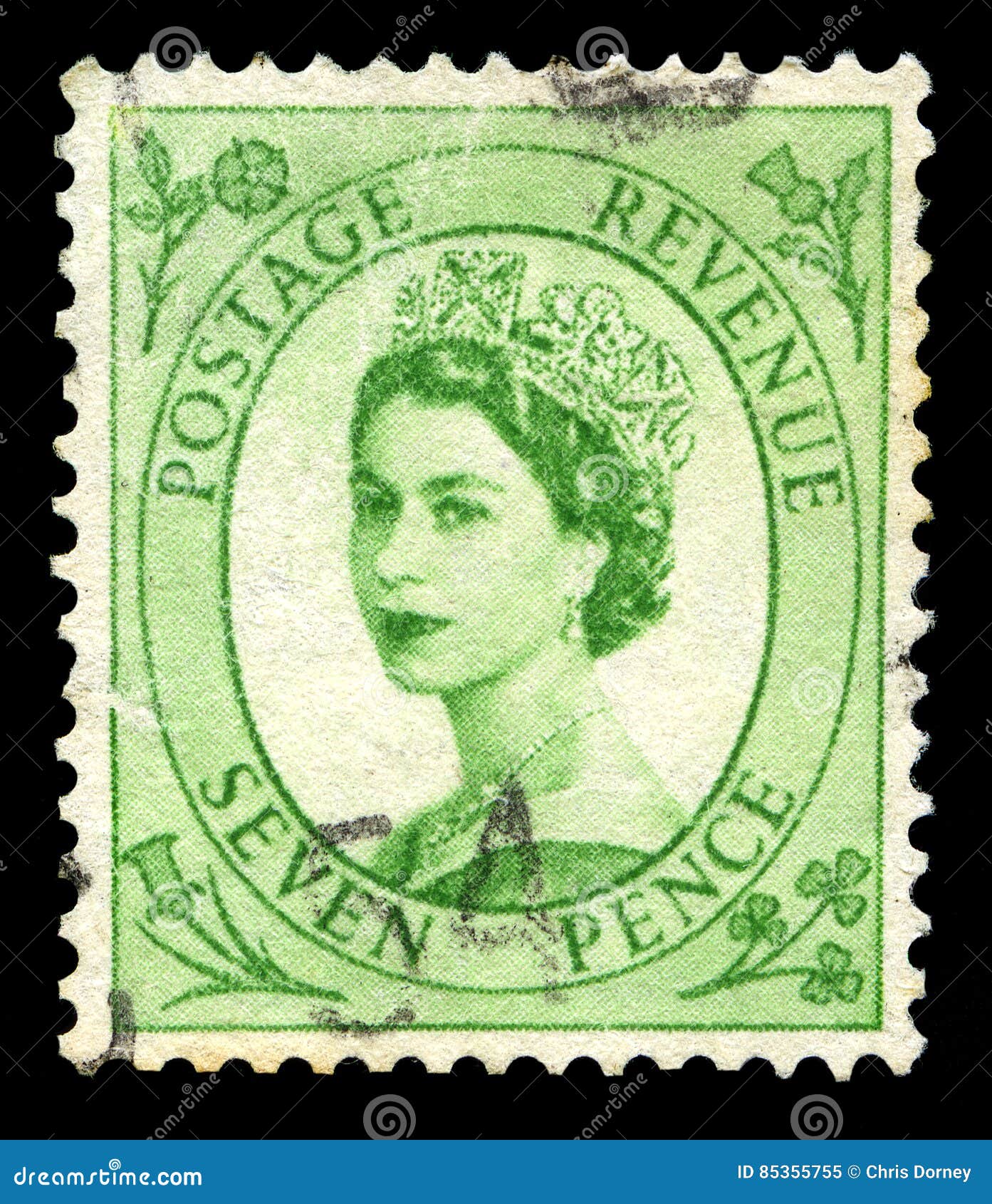 Reine Elizabeth II Sur Le Timbre Vert De 2 P Image éditorial - Image du vert,  grand: 182288450