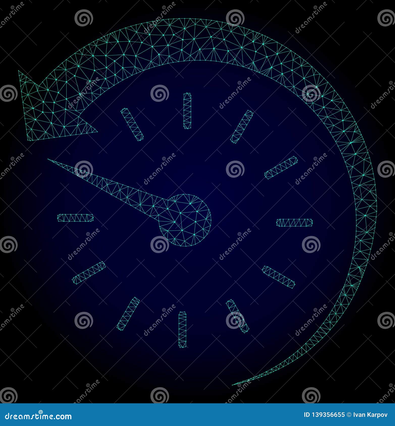 Time Backward Polygonal Frame Vector Mesh Illustration Stock Vector