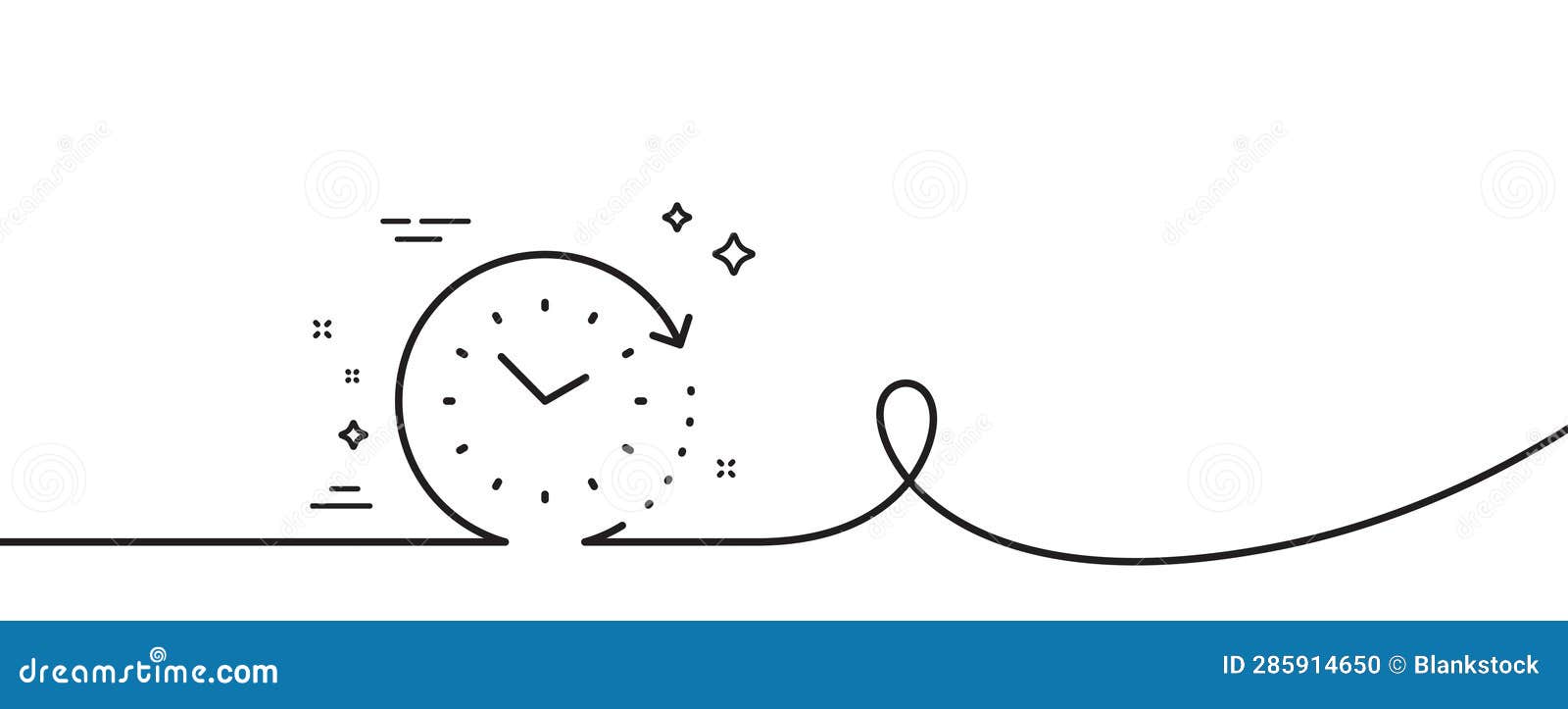 Time Change Line Icon. Clock Sign. Watch. Continuous Line with Curl