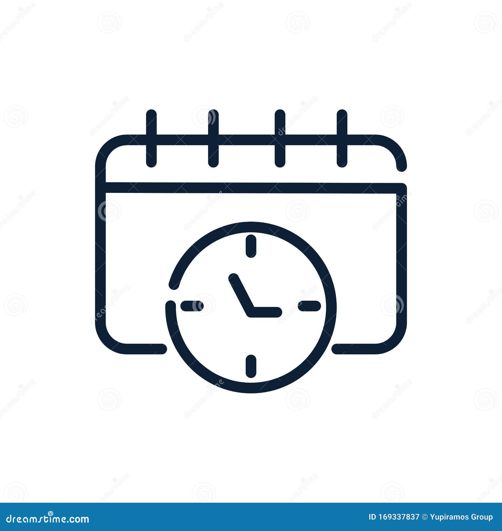 Time Clock and Calendar Date Timer Linear Design Stock Vector