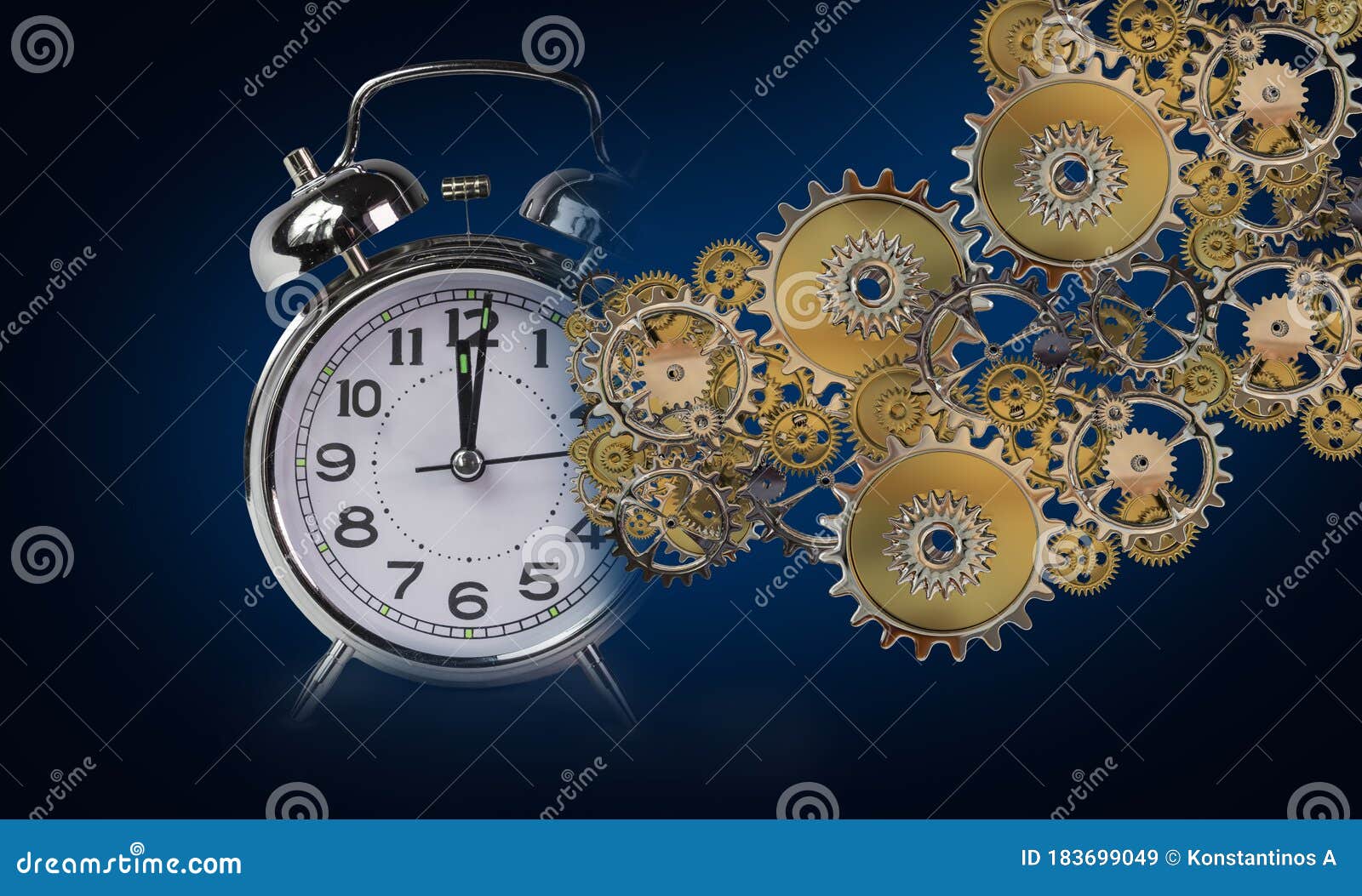 Time Clock Gears Mechanism Complex Background 3d Rendering Stock