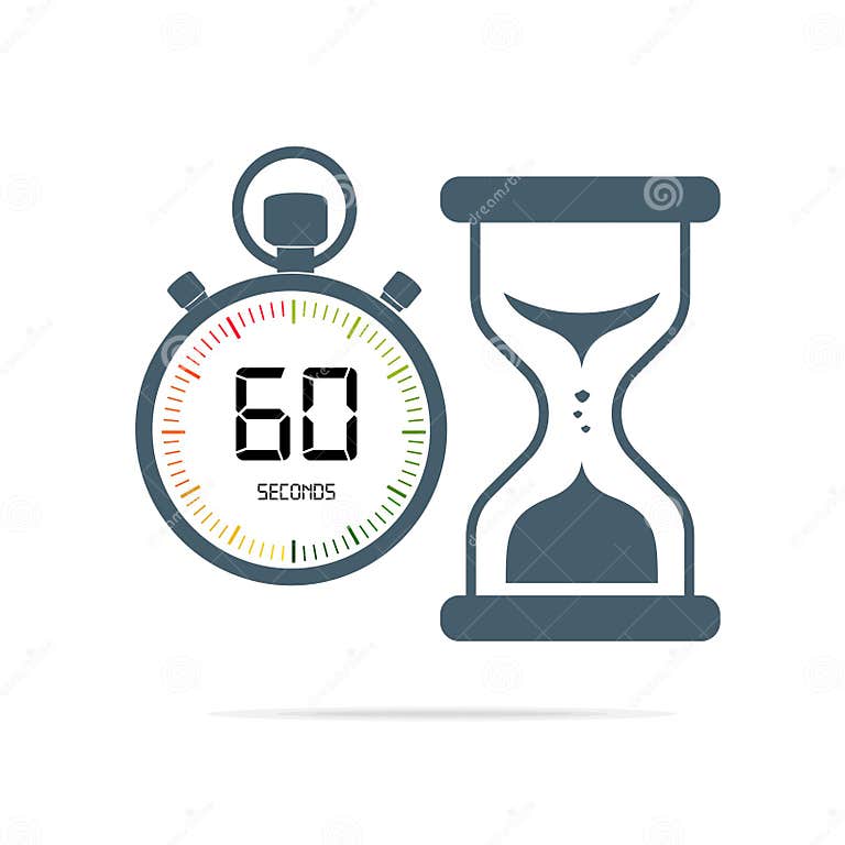 Time and Clock, 60 Seconds, 60 Seconds Timer Clock with Hourglass