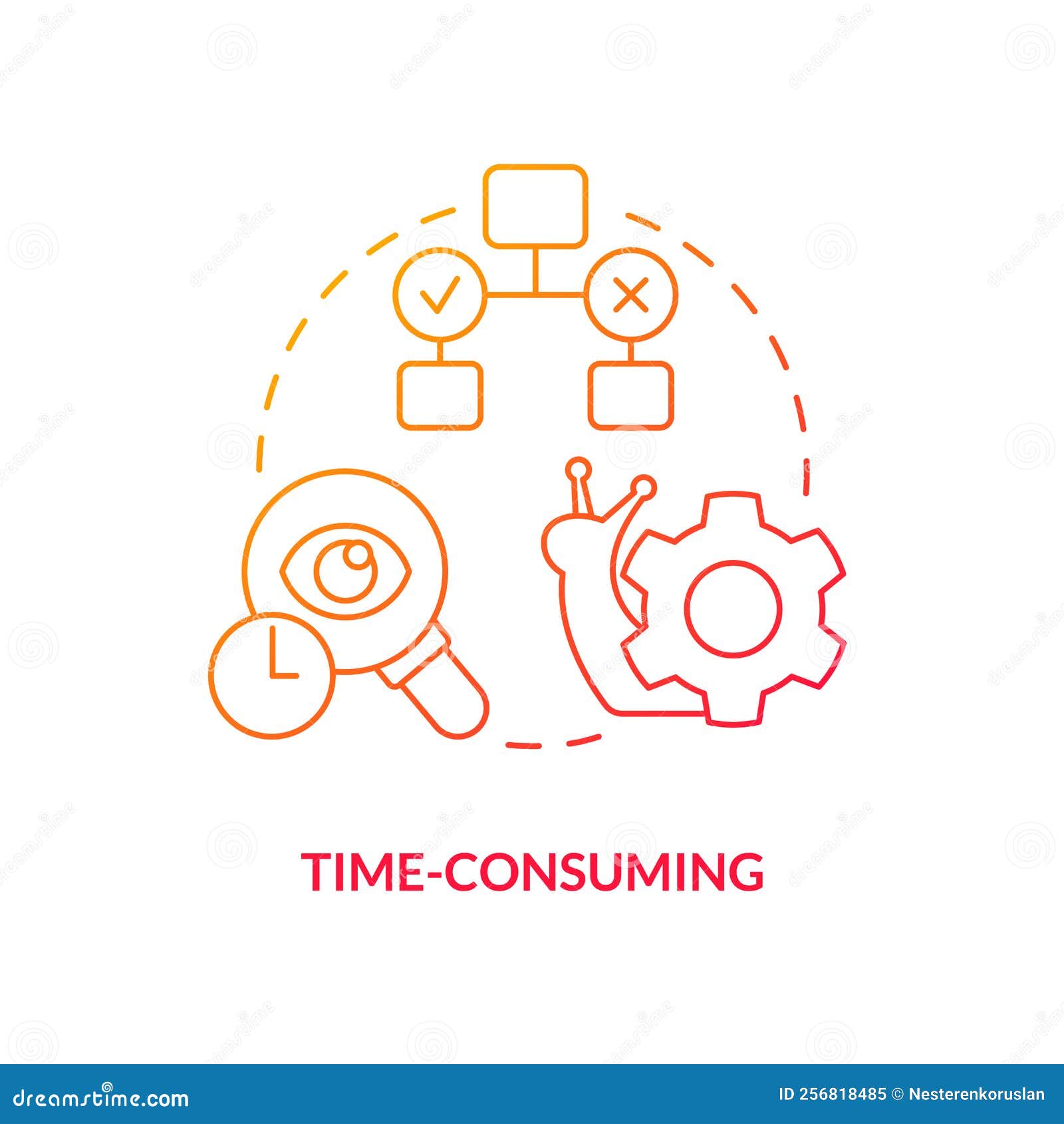 Time Consuming Process Orange Concept Icon Vector Illustration time-consuming-process-orange-concept-icon-vector-illustration