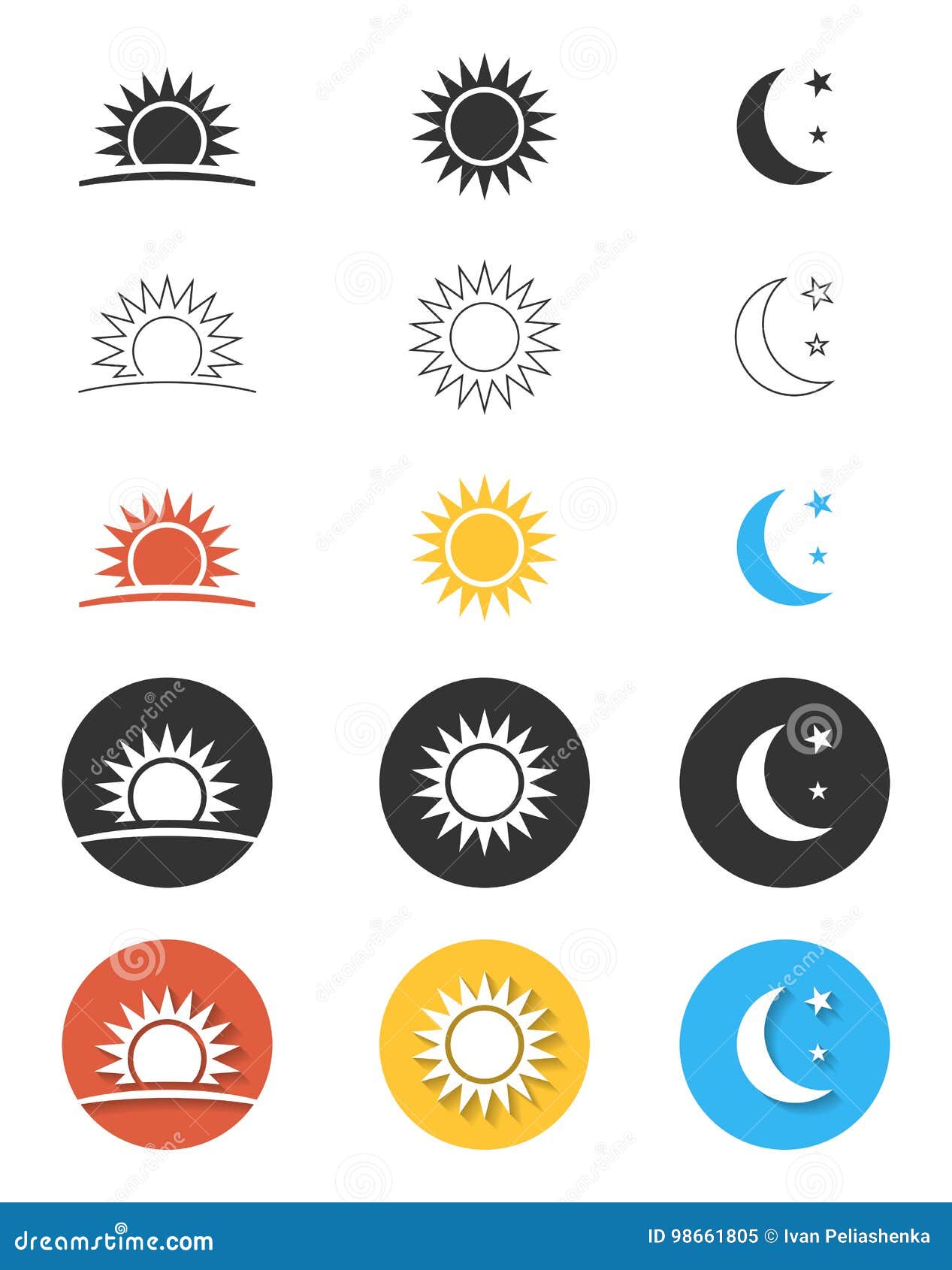 Time of day icons stock illustration. Illustration of design - 98661805