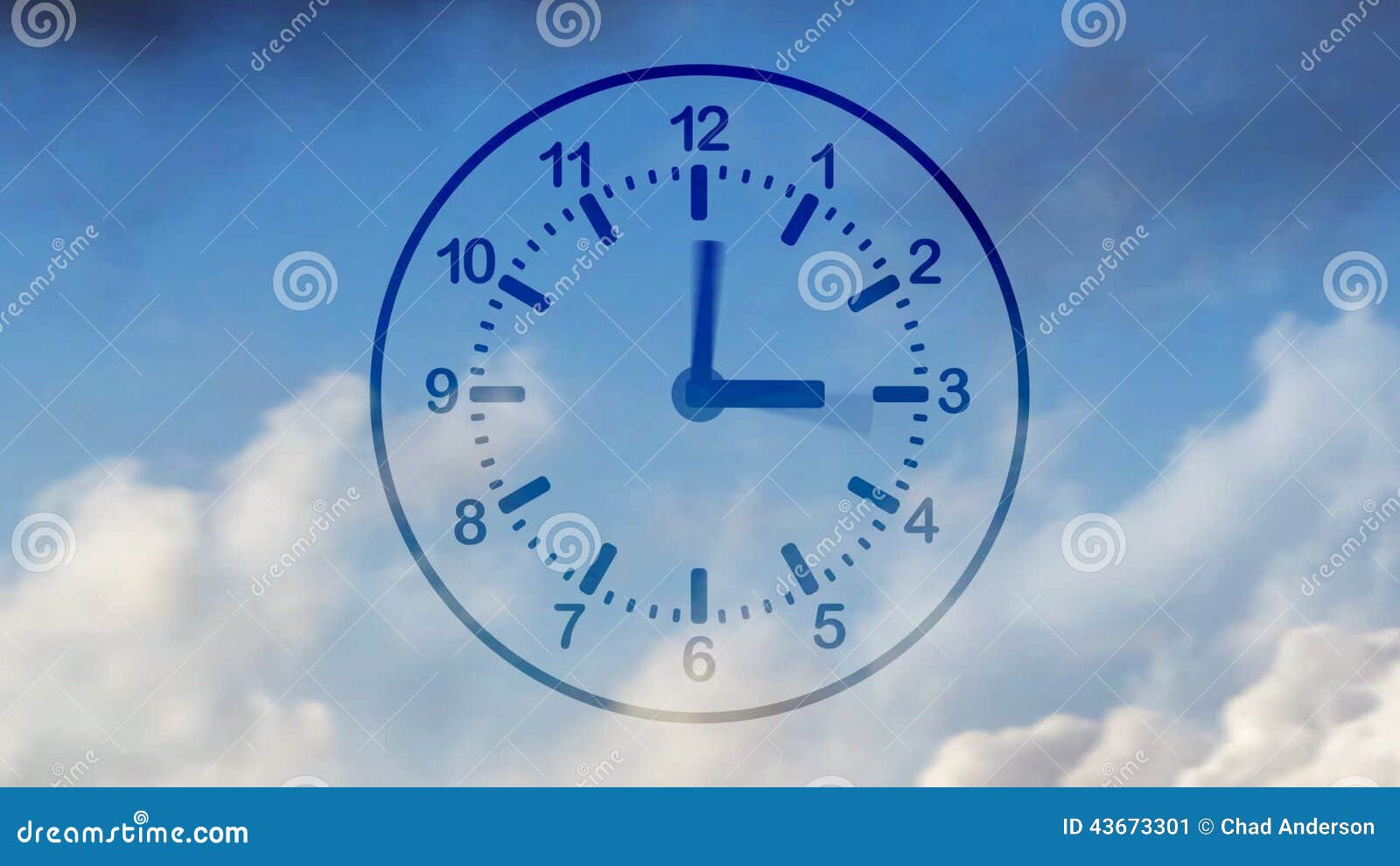 Time Flies (Clock in Sky) stock video. Video of second - 43673301