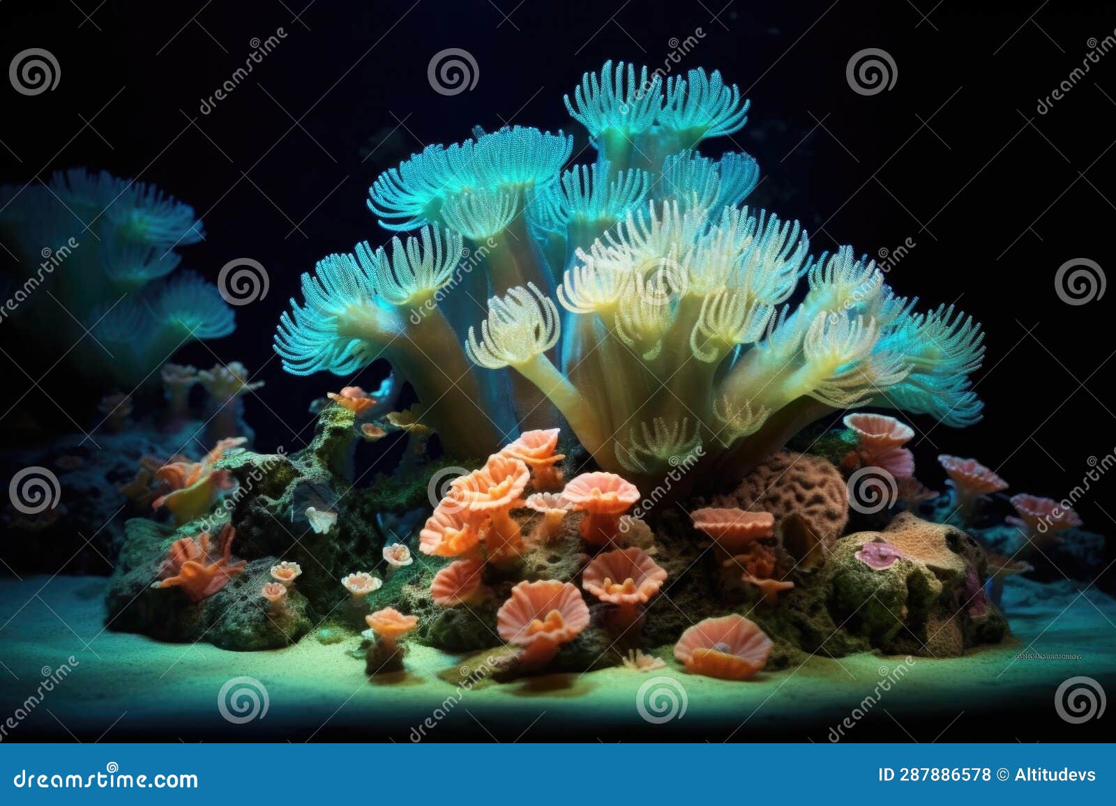 Timelapse of Coral Polyps Opening and Closing at Night Stock Photo