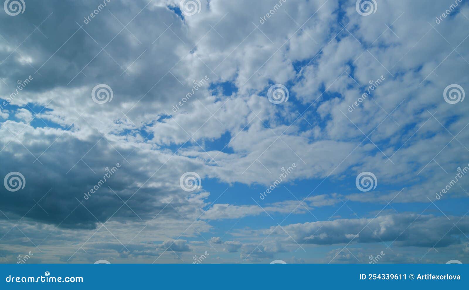 Summer Fluffy Rolling Clouds, Windy Weather in Daytime. Time Lapse