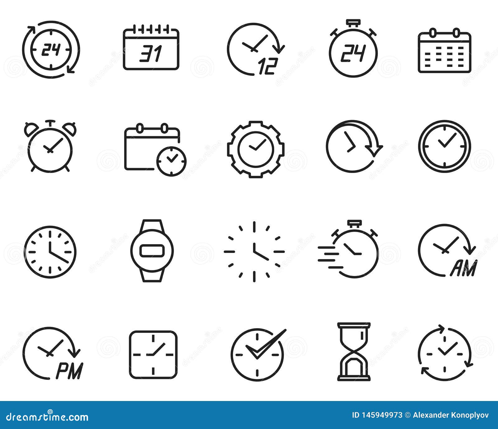 time line icon set, schedule and data 
