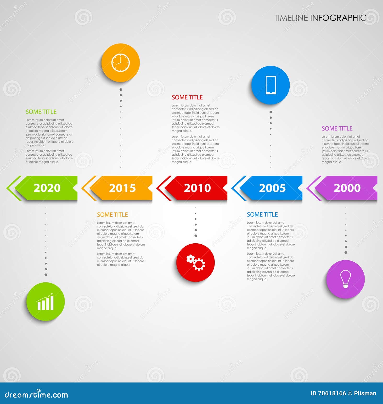 Time Line Info Graphic with Colored Arrows Design Template Stock Vector ...