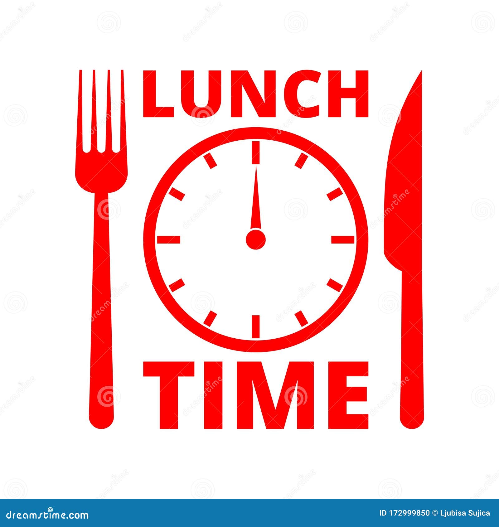 Time for Lunch, Flat Lunch Time Icon Stock Vector Illustration of