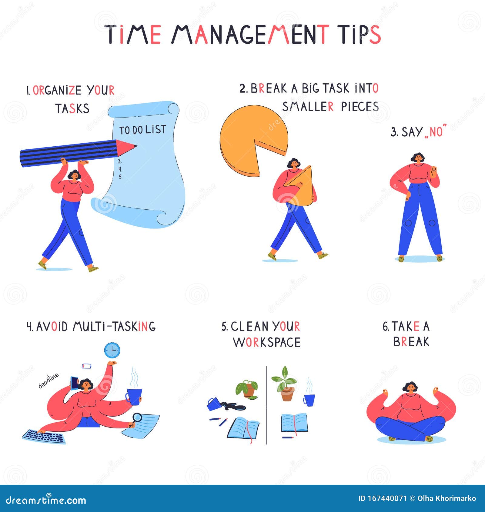 Time Management Concept With Young Woman Stock Vector Illustration Of Project Multitask