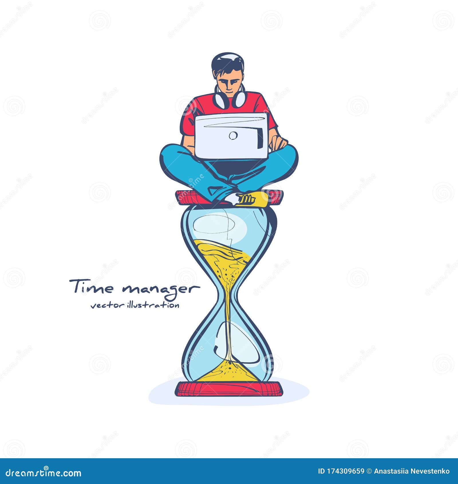 Time Management Drawing Sketch Control Vector Stock Vector