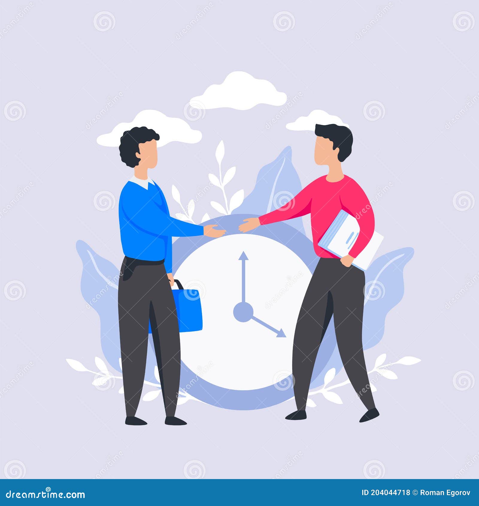 time management. people shake hands, business meeting. timetable control and organization. workflow optimization