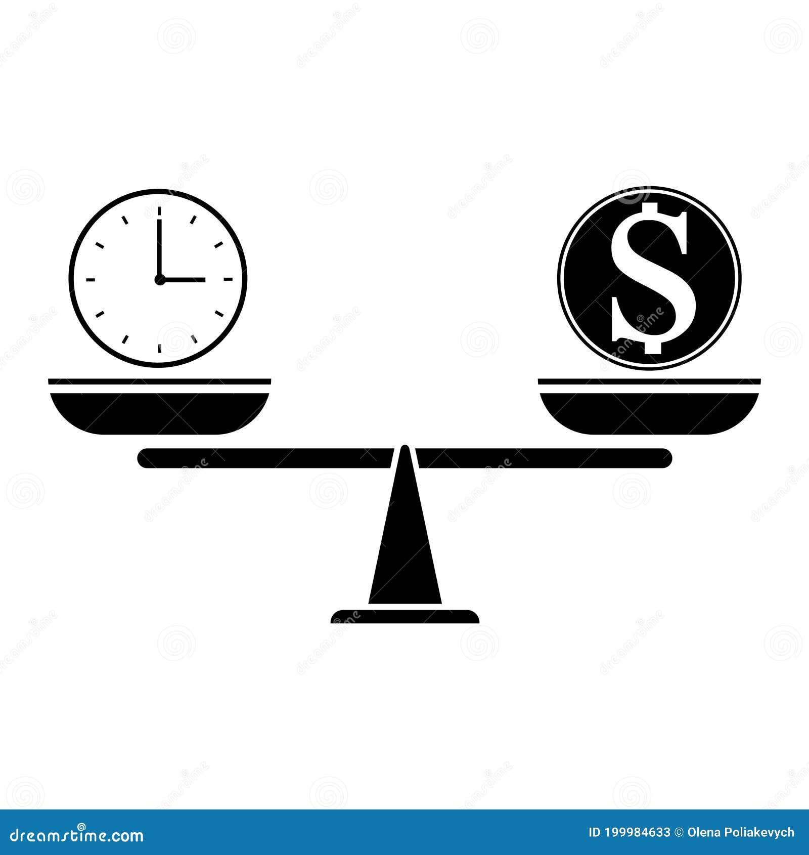 Time and Money Balance Icon. Comparison of the Meaning of Work and Life