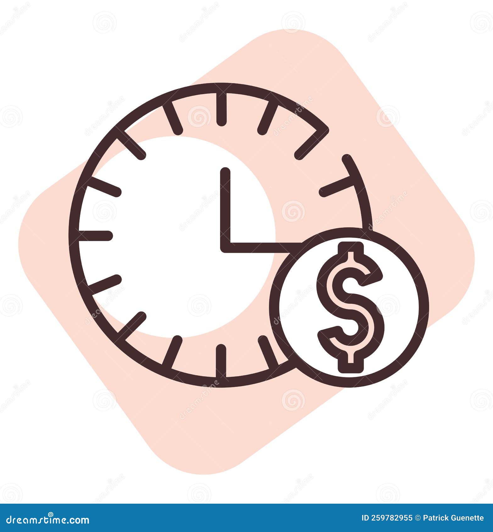 Time is money, icon stock vector. Illustration of clock 259782955