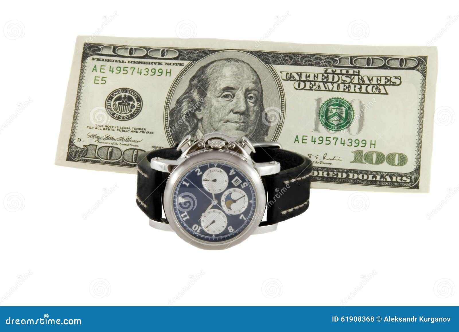 Time is Money. Watch and Hundred Dollars Stock Photo Image of finance