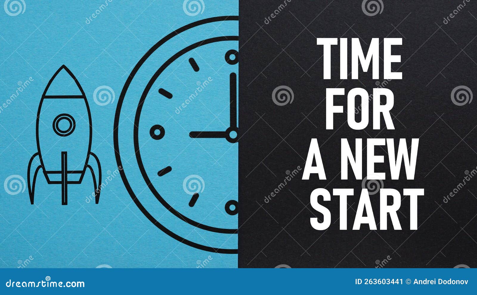Time for a New Start is Shown Using the Text Stock Image Image of