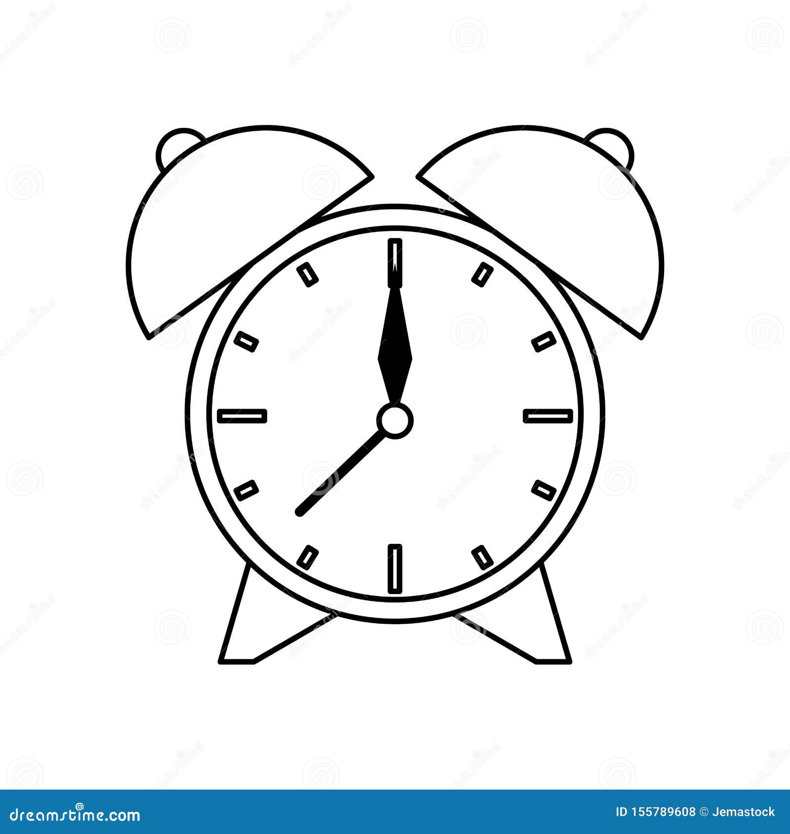 Time Retro Clock Vintage Cartoon In Black And White Stock Vector