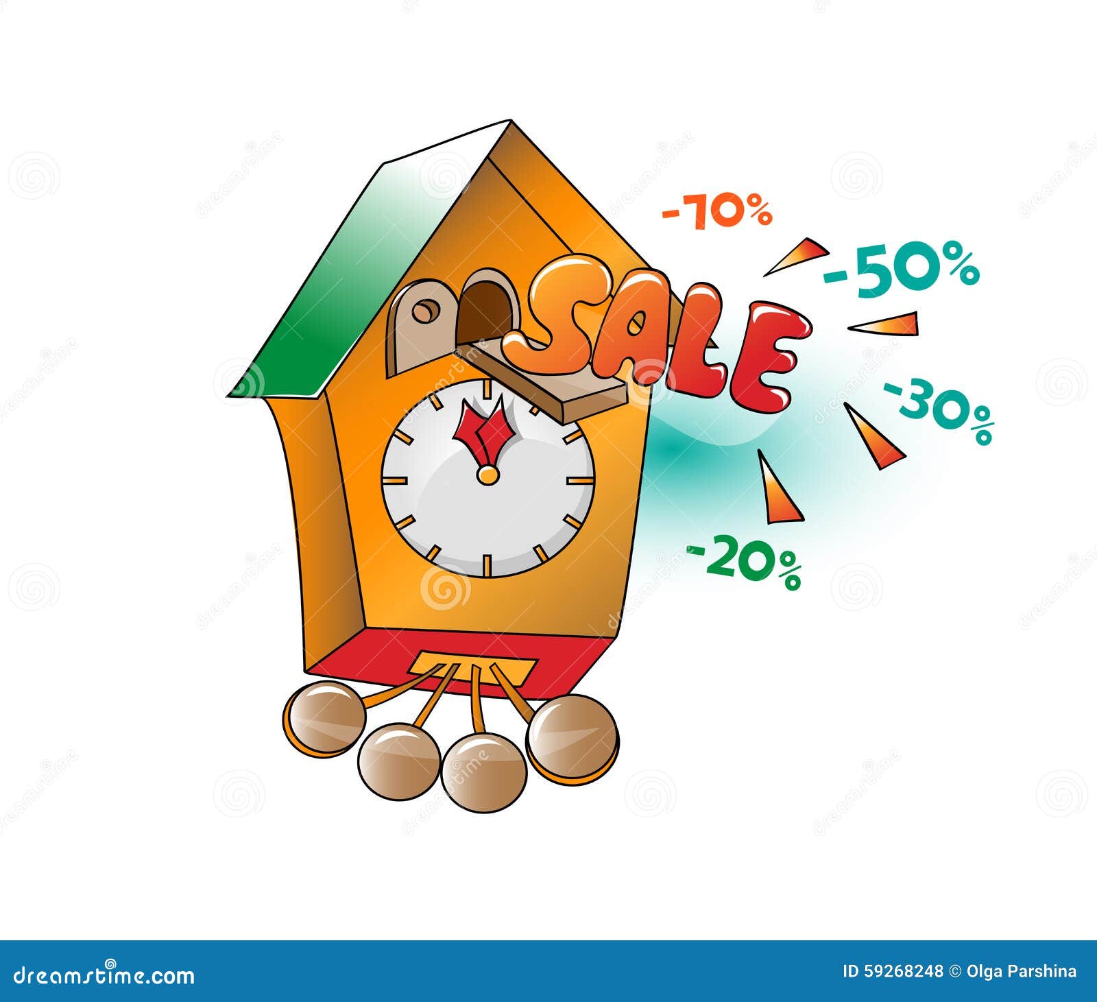  Time  of sale  on clock stock vector Illustration of humor 