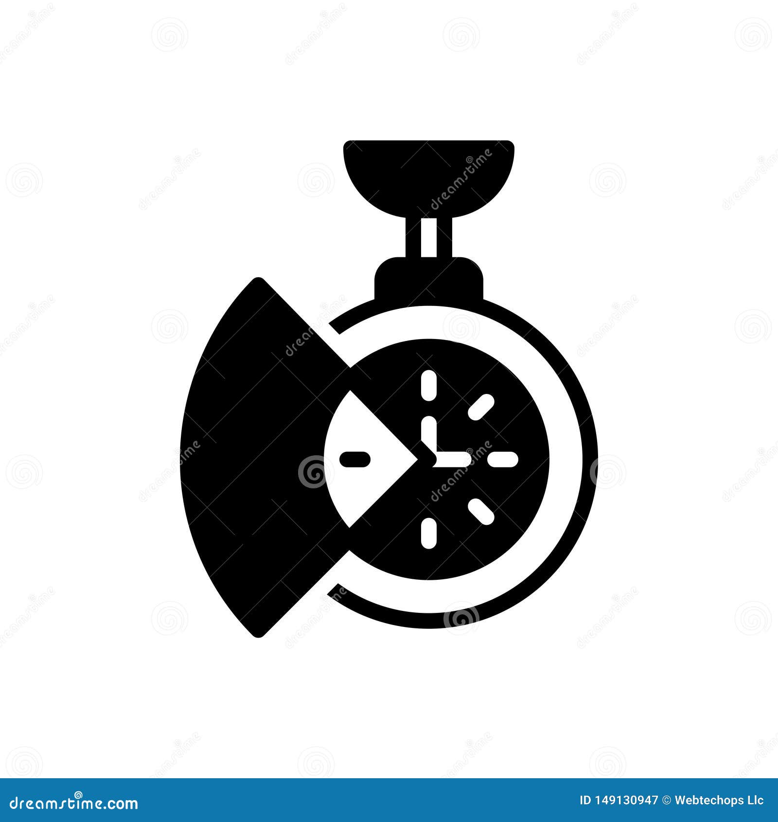 black solid icon for time saving, reminder and clock