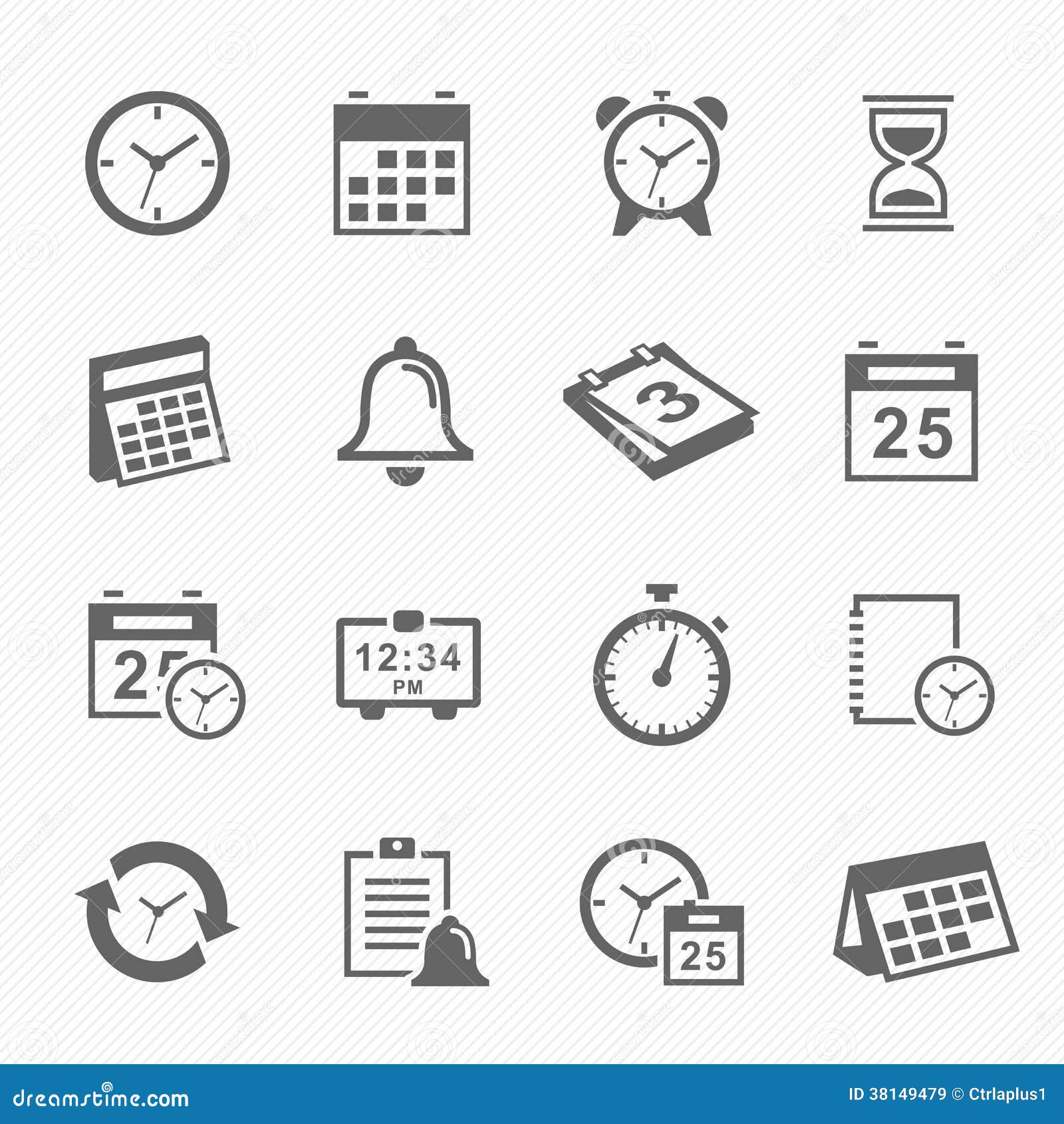 time and schedule stroke  icons set