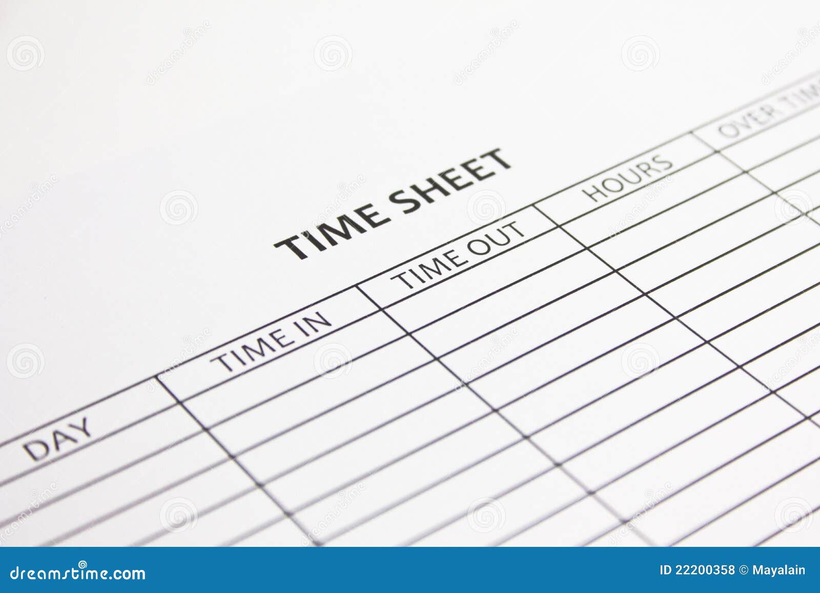 Time Sheet stock photo. Image of overtime, employee, finish - 22200358