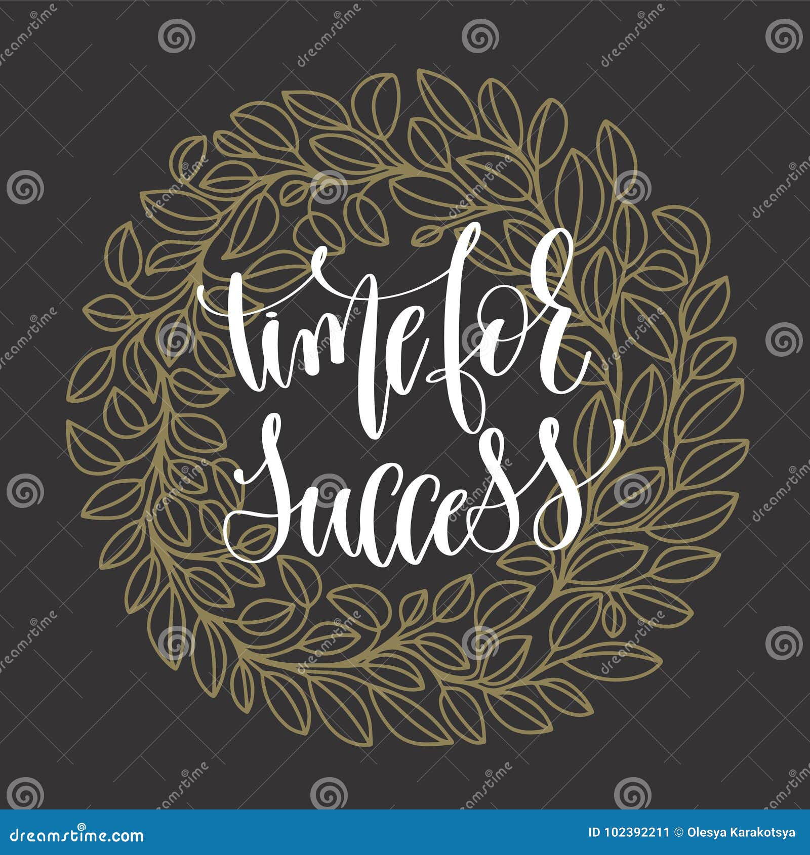 Time For Success Hand Lettering Motivation And Inspiration Stock