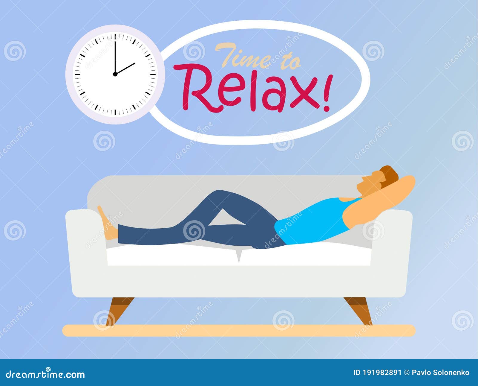 Time To Relax, Vector Cartoon Stock Vector - Illustration of person,  caucasian: 191982891