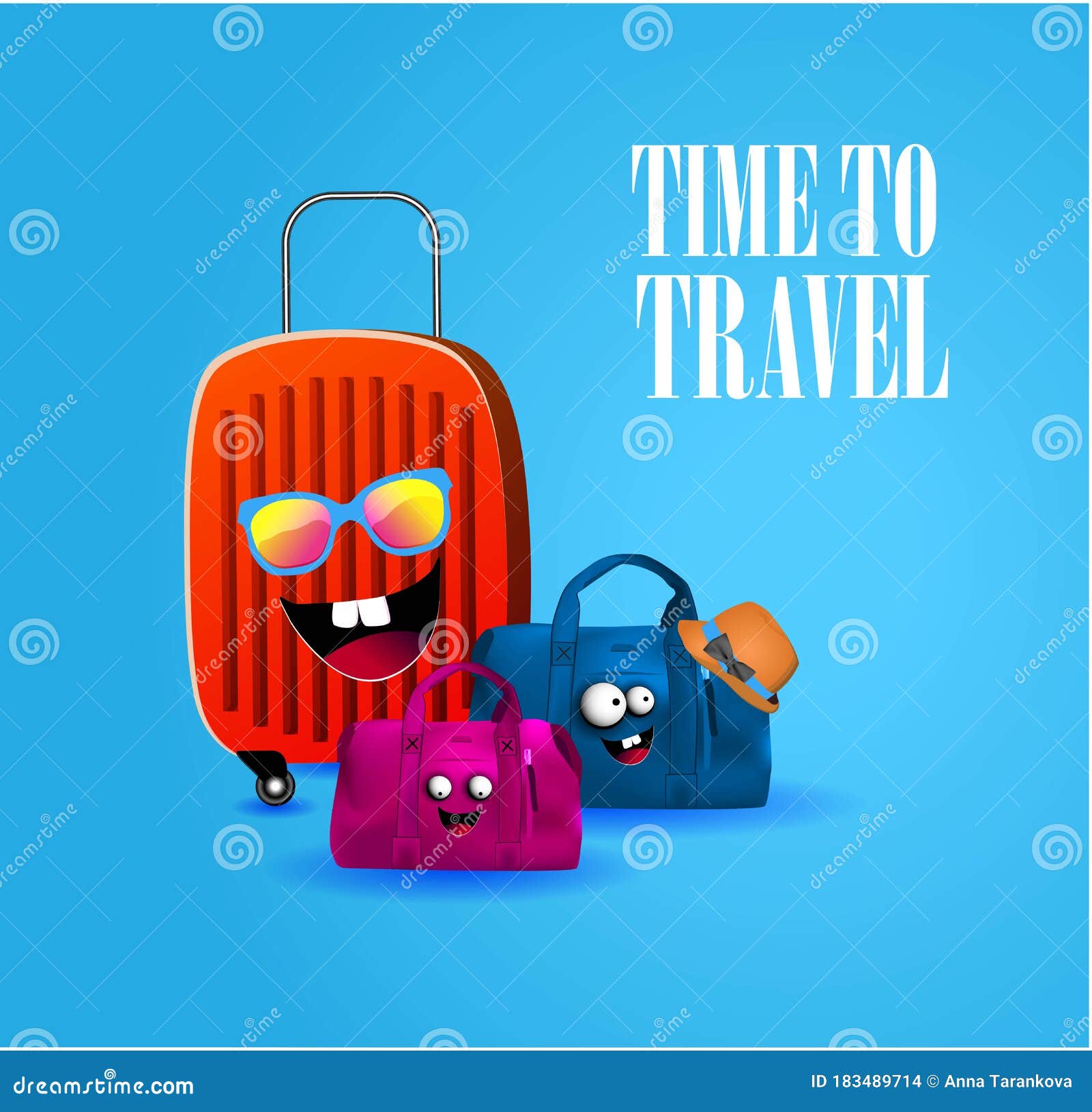 Time To Travel. Advertising for a Travel Agency. Funny Postcard for  Tourists Stock Vector - Illustration of holiday, agency: 183489714