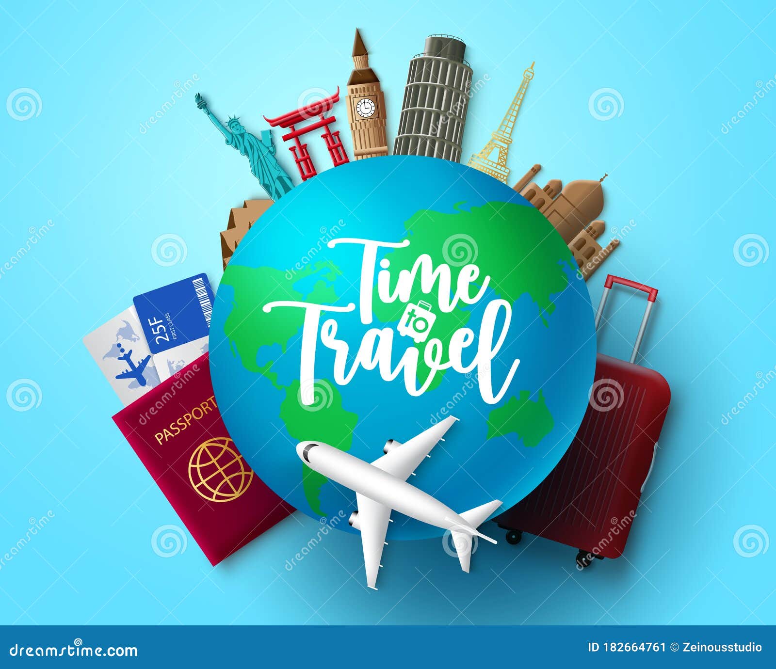 Time To Travel Vector Concept Design. Time To Travel Text