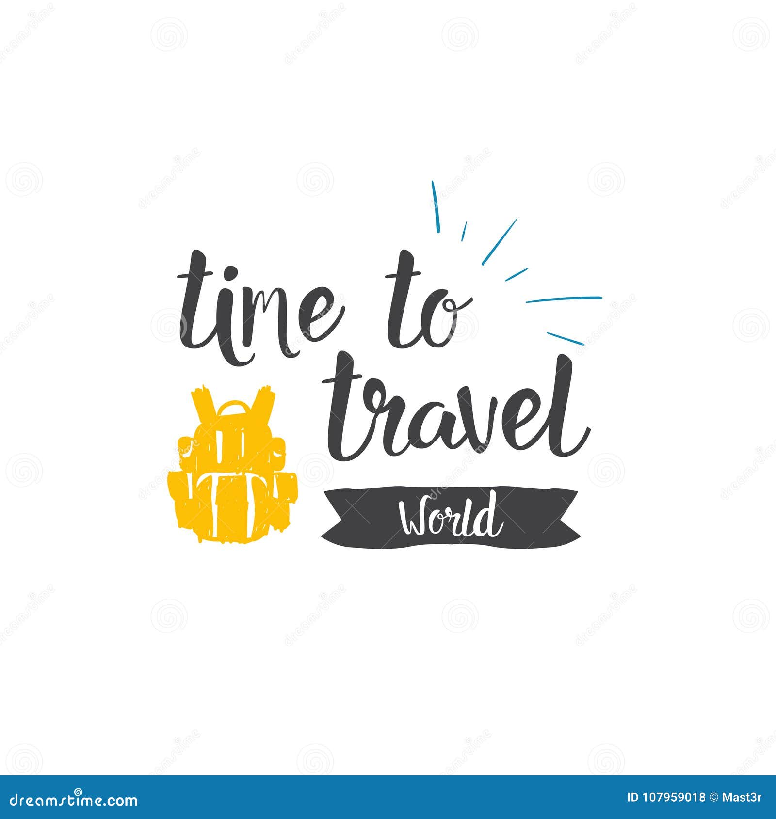Time To Travel World Icon Hand Drawn Lettering Tourism