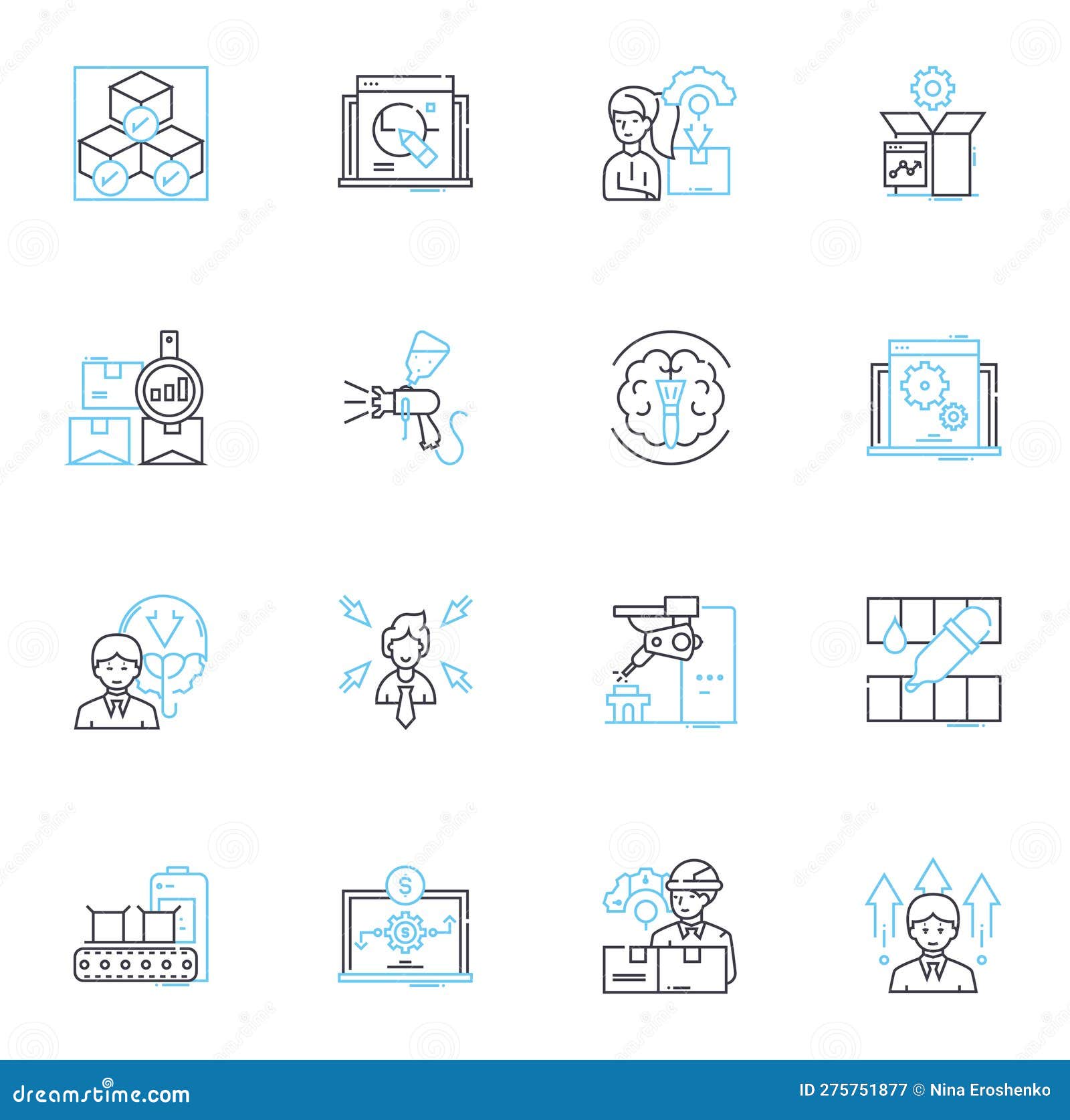 time tracking linear icons set. efficiency, productivity, clocking, management, timesheets, attendance, clock-in line