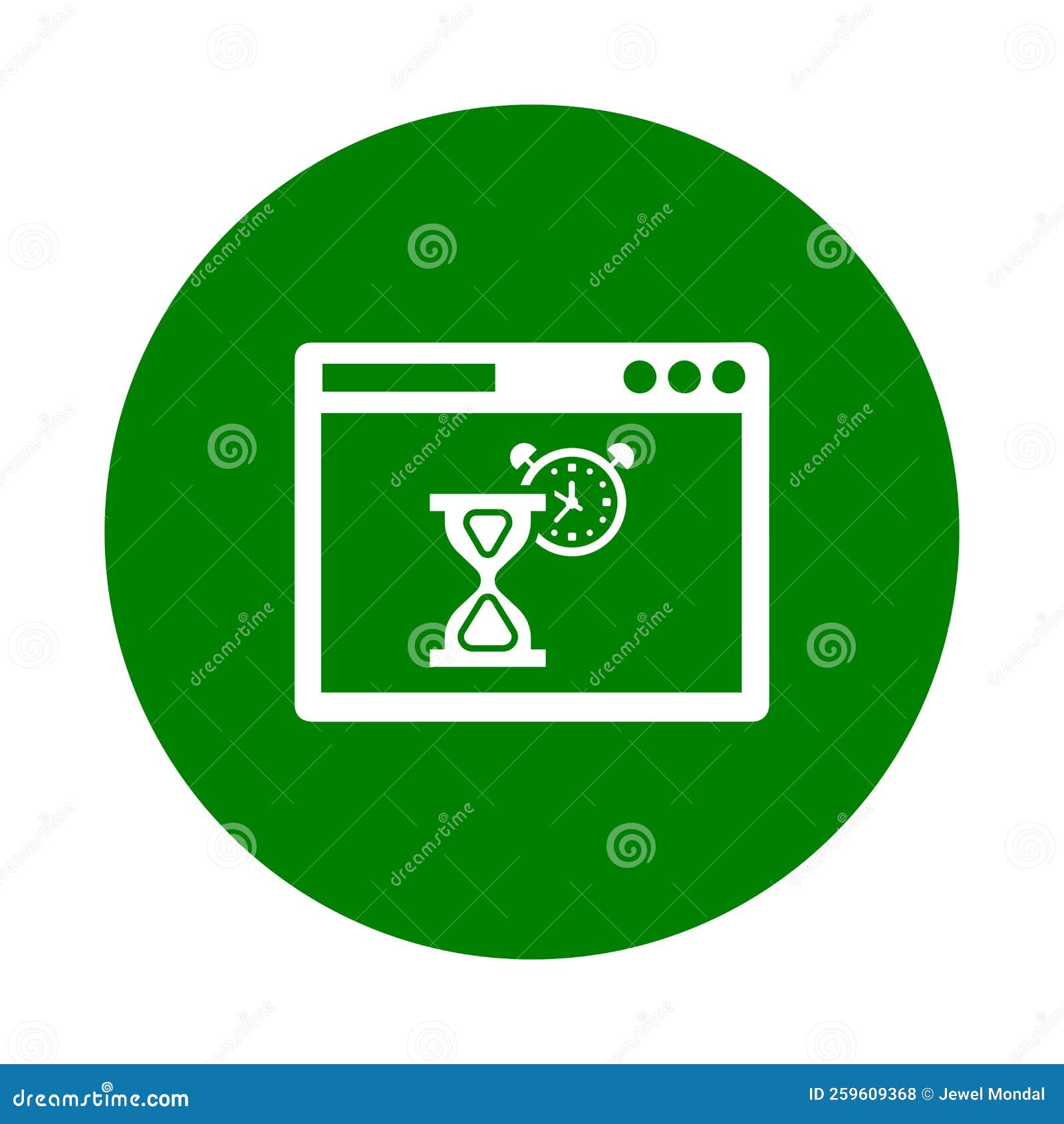 time, webpage, loading icon. green  
