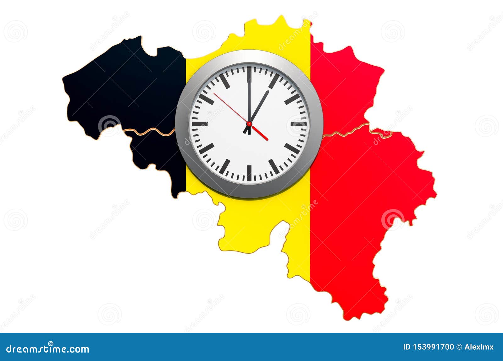 Time Zones In Belgium Concept. 3D Rendering Stock ...