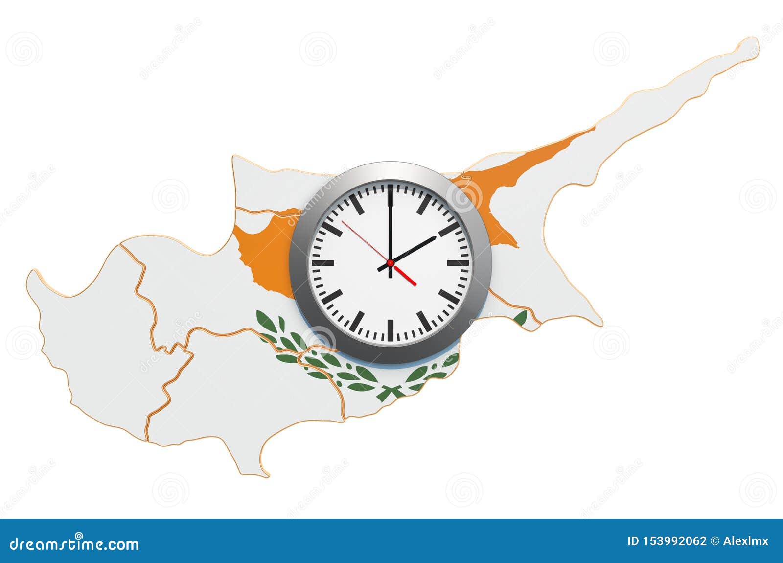 Time Zones in Cyprus Concept. 3D Rendering Stock Illustration