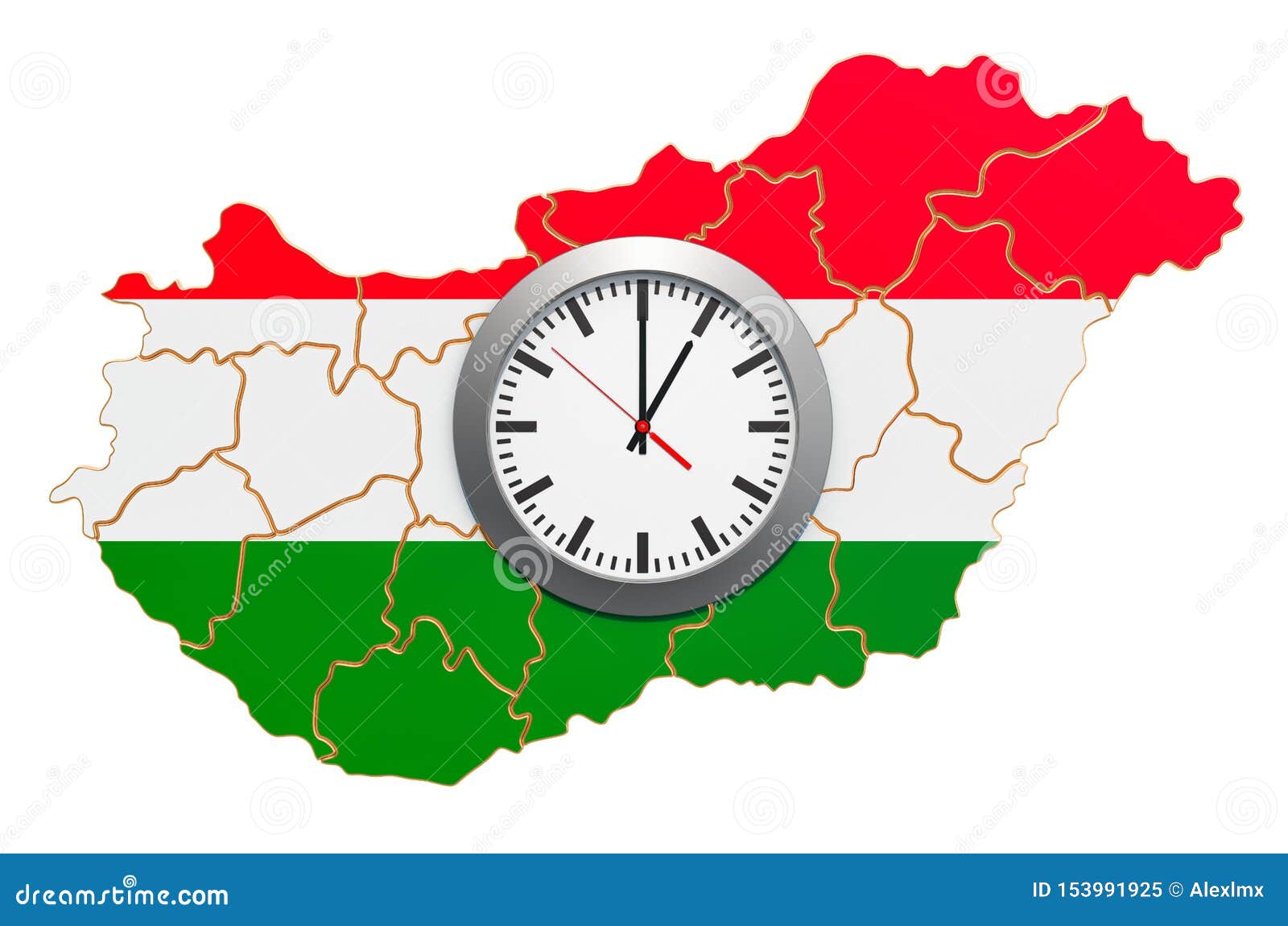 time-zones-in-hungary-concept-3d-rendering-stock-illustration