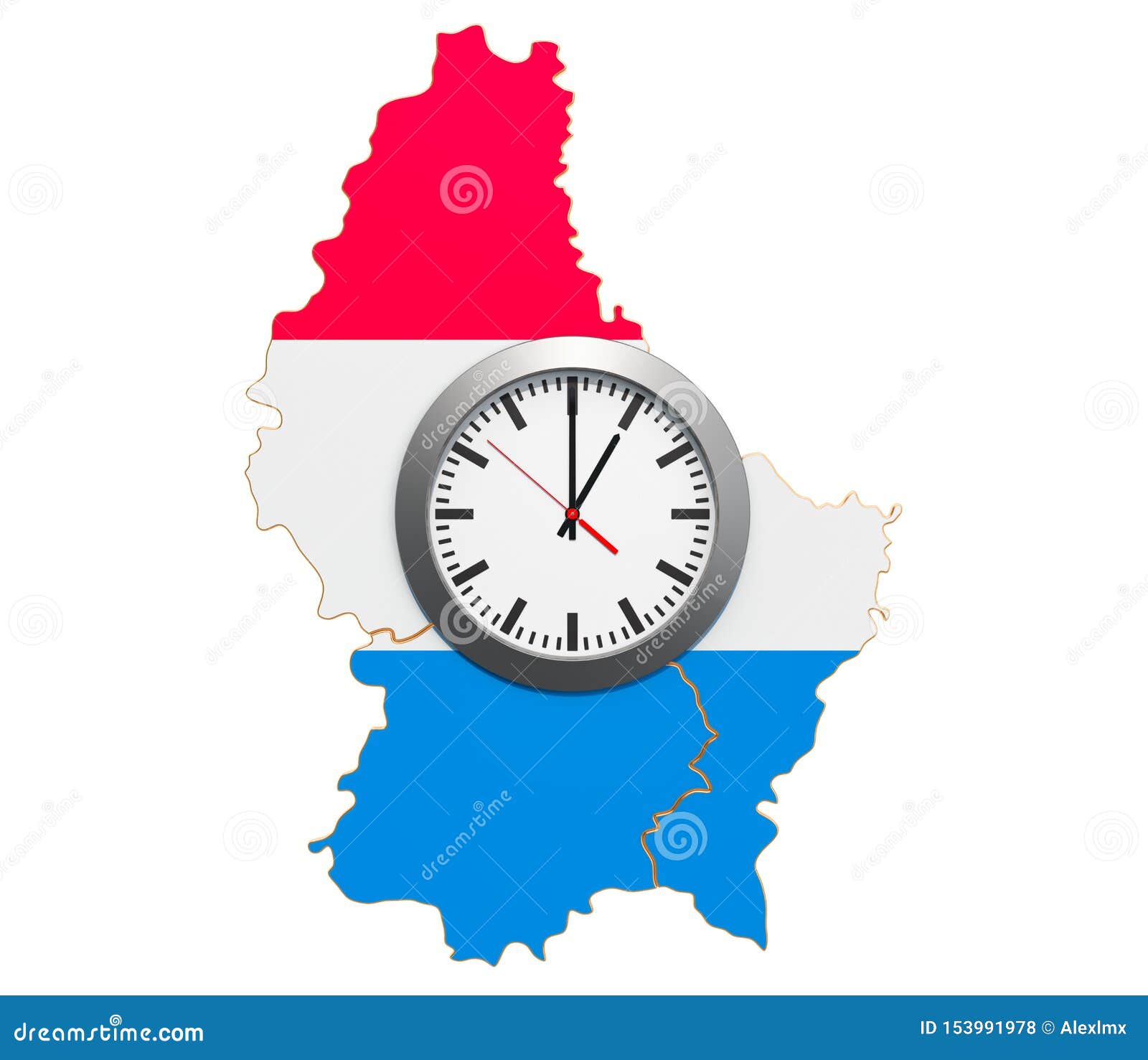 Time Zones in Luxembourg Concept. 3D Rendering Stock Illustration Illustration of background