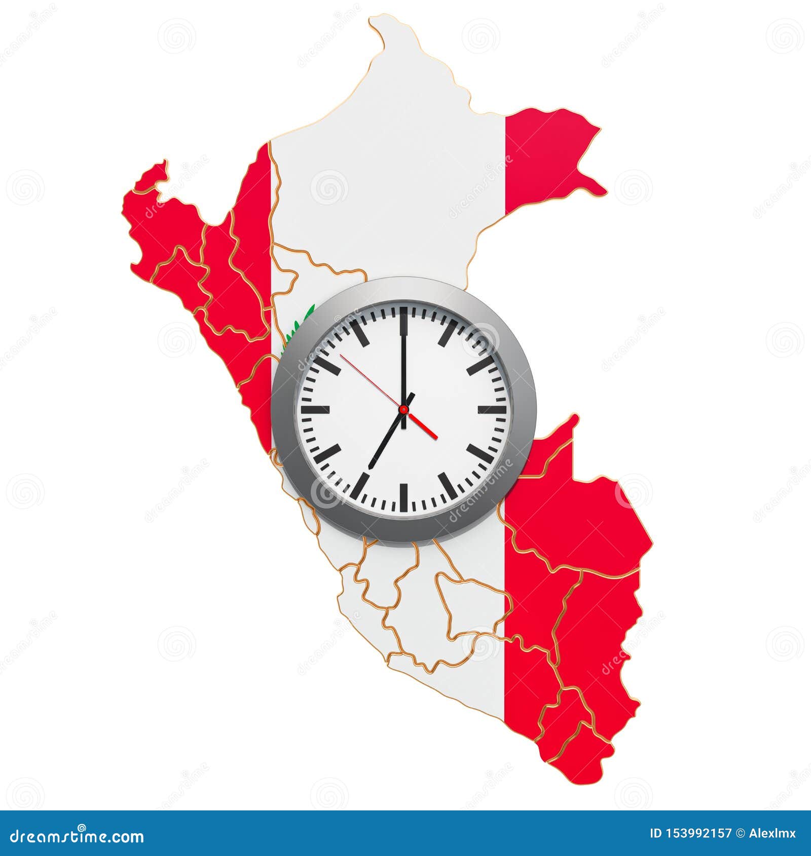 Time Zones in Peru Concept. 3D Rendering Stock Illustration