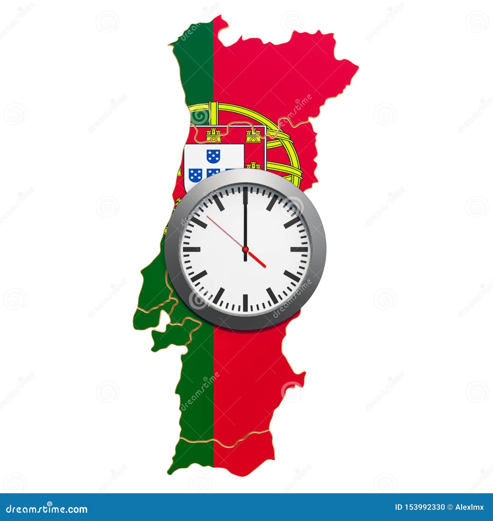 Time Zones in Portugal Concept. 3D Rendering Stock Illustration