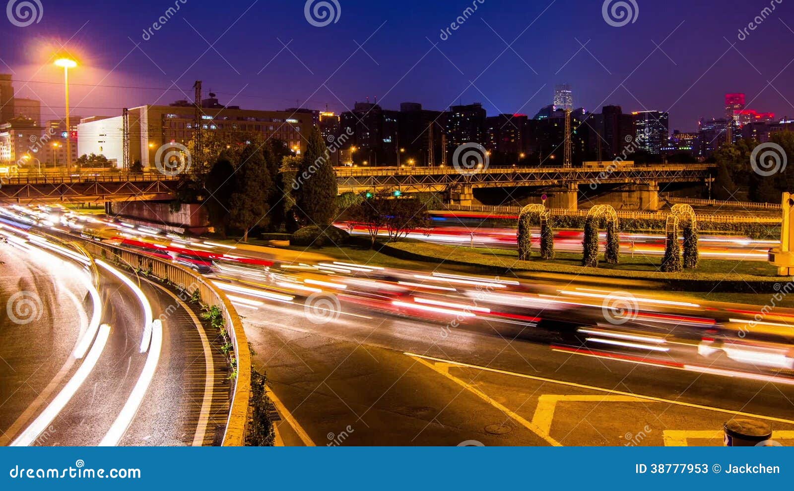 Timelapse of Train and Car at Night in Beijing, Stock Video Video of