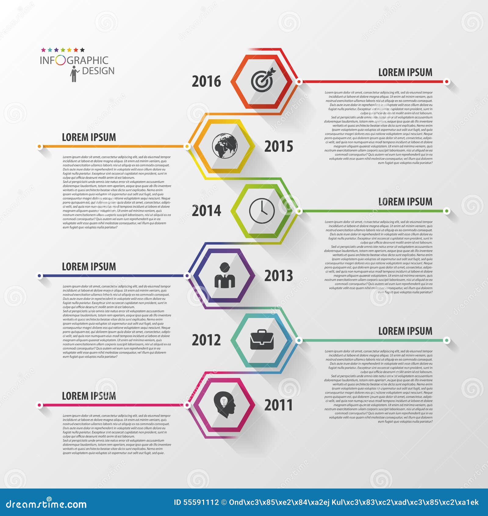 design modern flowchart Template. Infographics. Design Timeline Vector Hexagonal