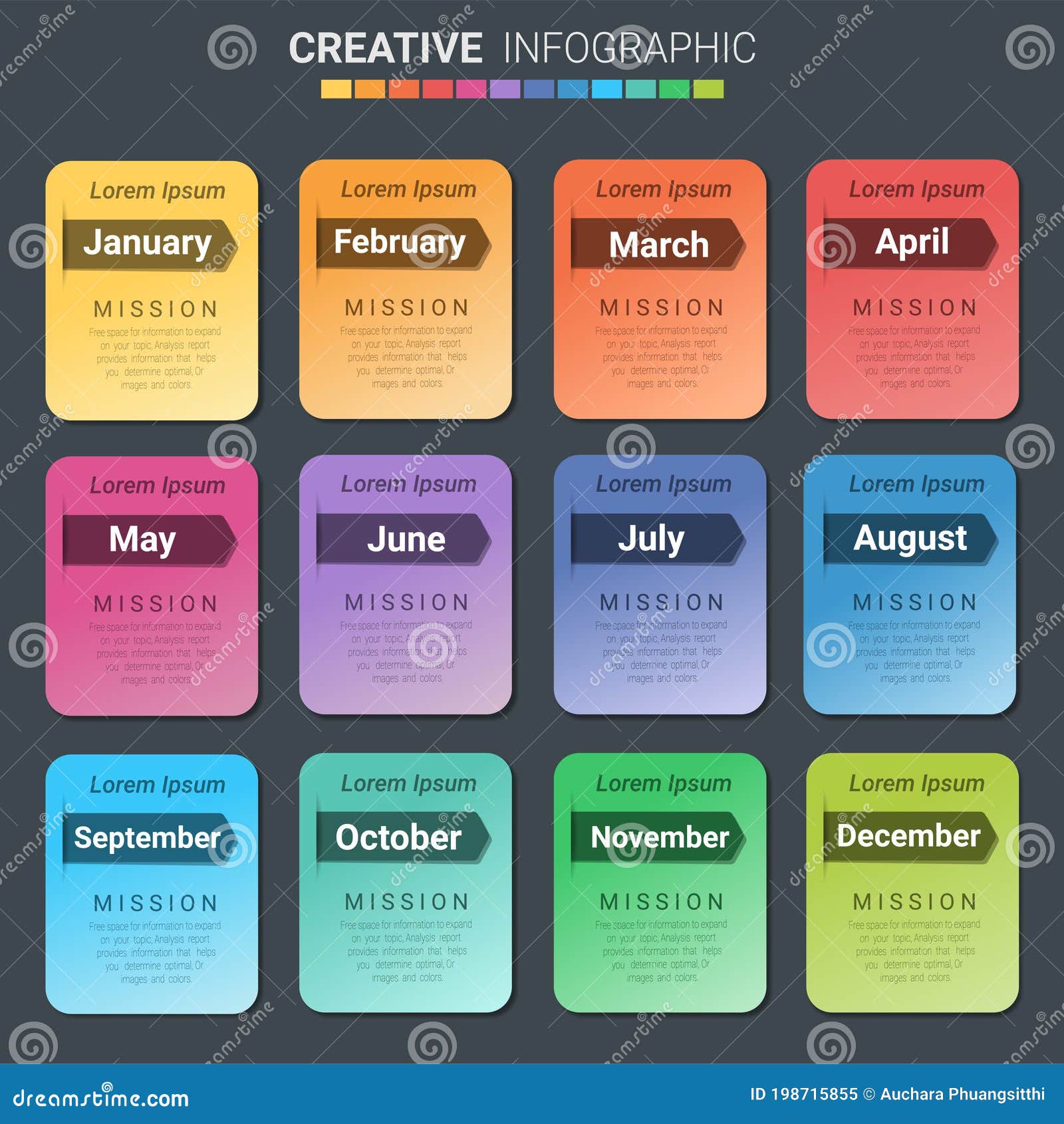 Timeline Presentation For 12 Months 1 Year Timeline Infographics