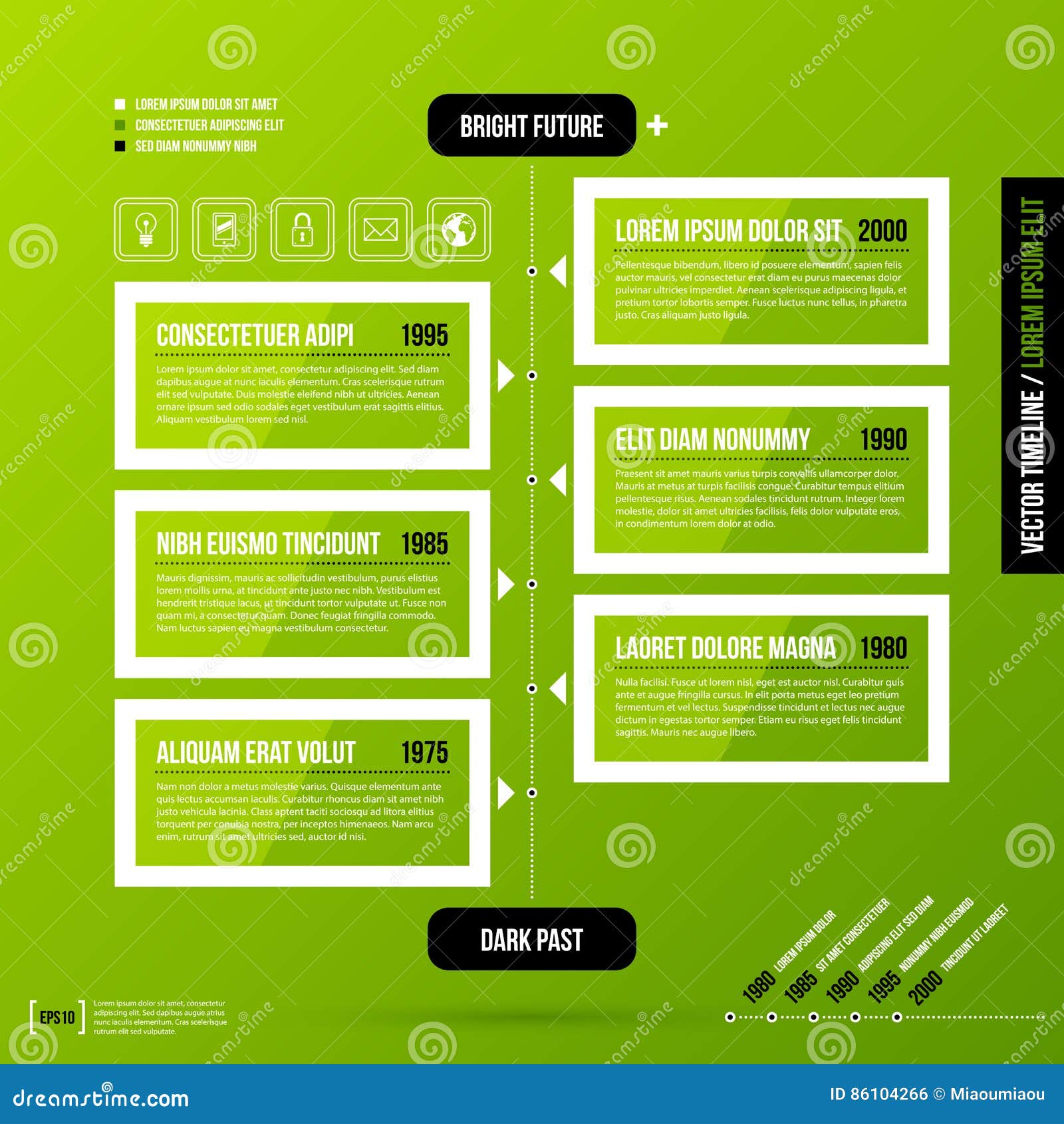 Timeline Template On Fresh Green Background Vector Illustration